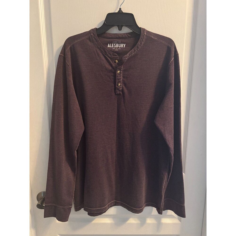 Alesbury Men's Henley Long Sleeved Purple/Burgundy Size L